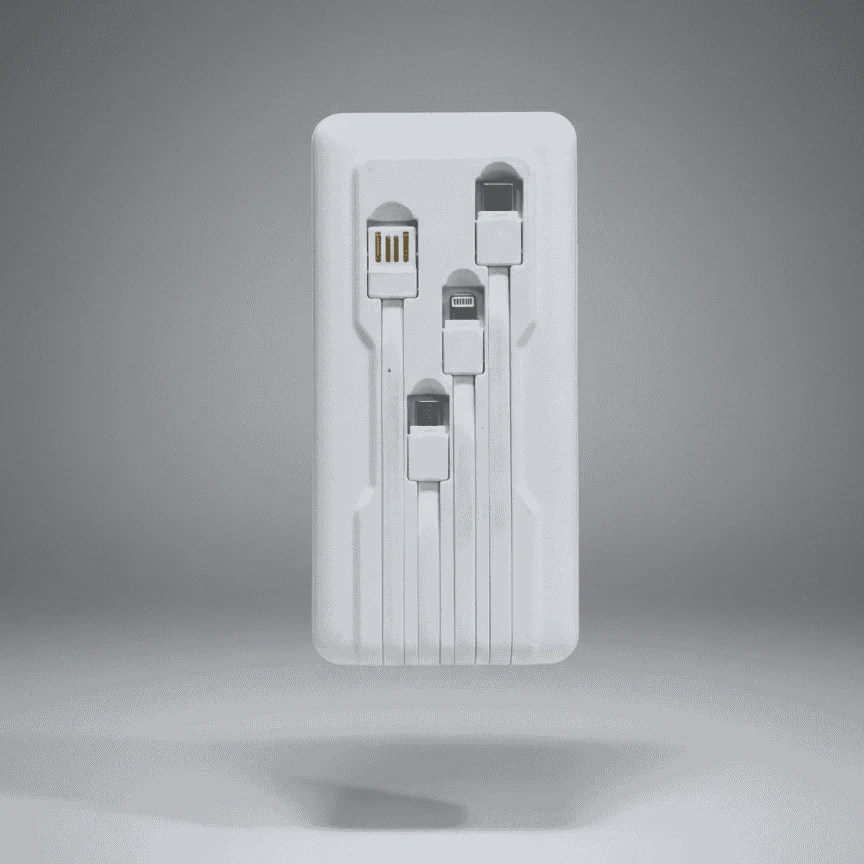 10000mAh Display Power Bank - Type-C, Lightening and Micro Built in Cables - Image 2