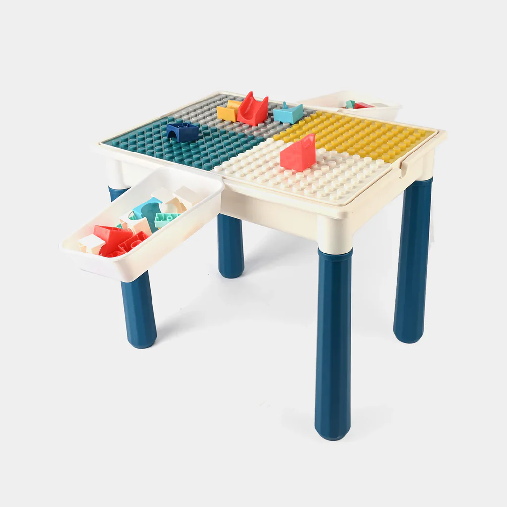 2 in 1 Building Blocks and Learning Table with Chair - Kids Activity & Educational Play Set - Image 3