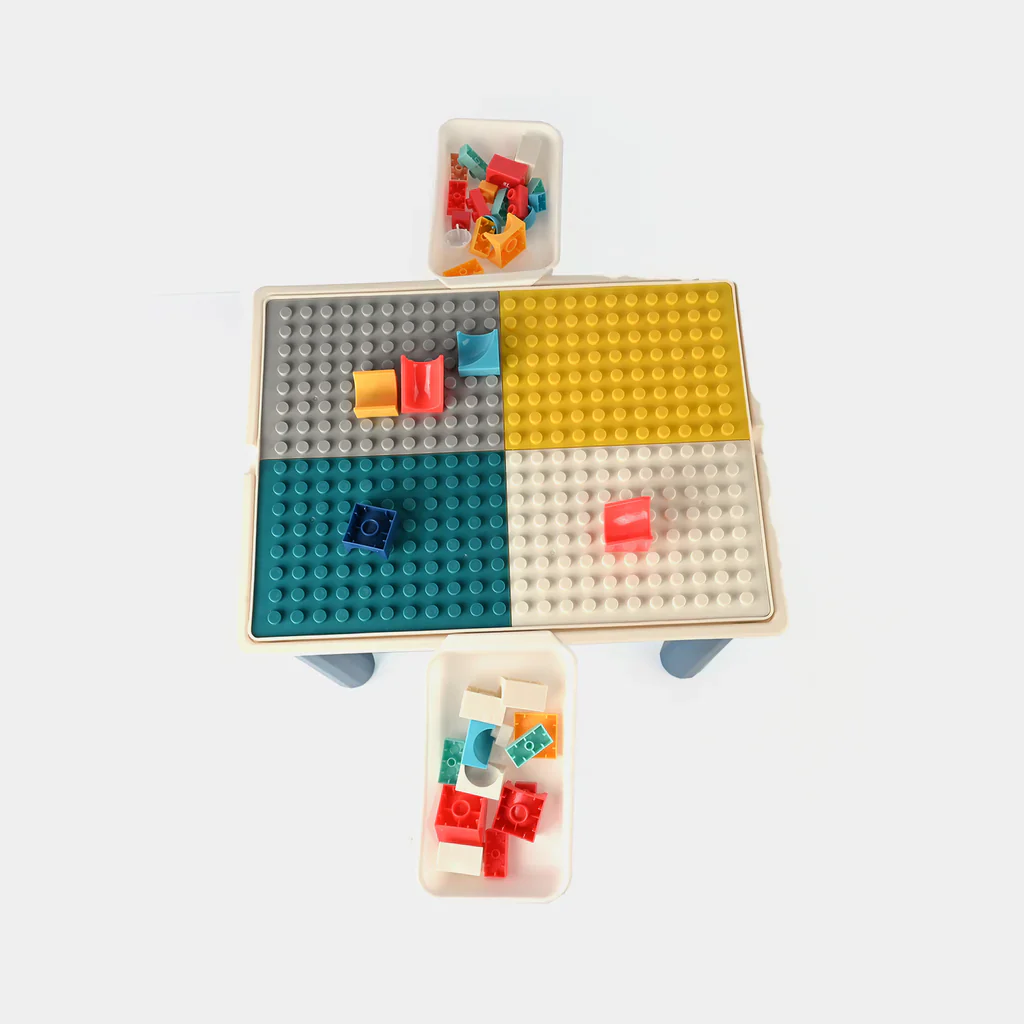 2 in 1 Building Blocks and Learning Table with Chair - Kids Activity & Educational Play Set - Image 4