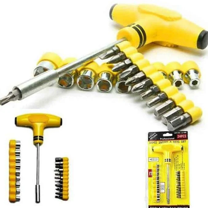 24 in 1 Socket and Bits Tool Set - Yellow Color - Image 4
