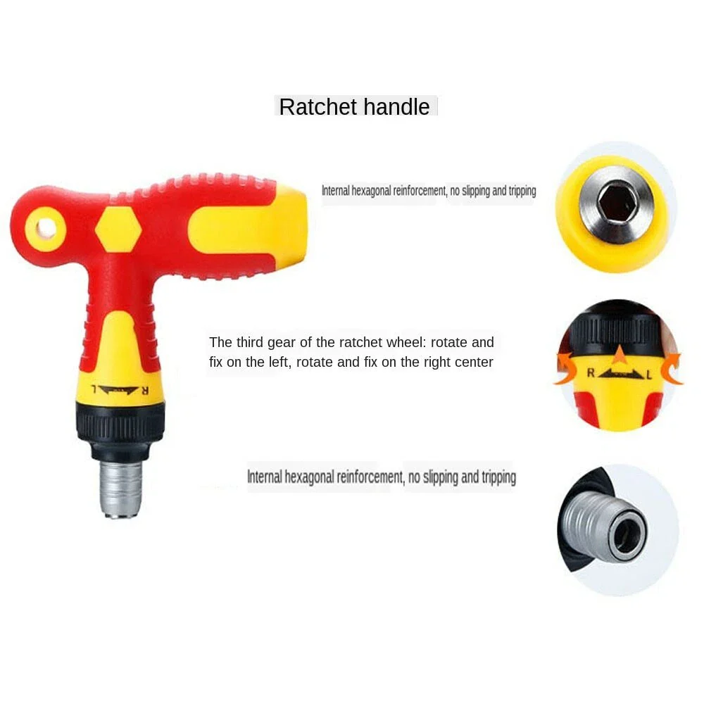 33 Pieces Ratchet Screwdriver Set with T Handle & Extension Rod - Image 4