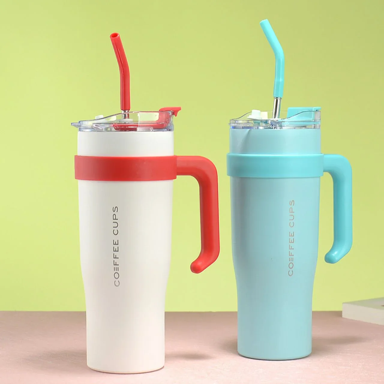 40oz Stainless Steel Insulated Tumbler Mug with Handle & Straw – 1200ml Large Capacity Travel Cup - Image 3