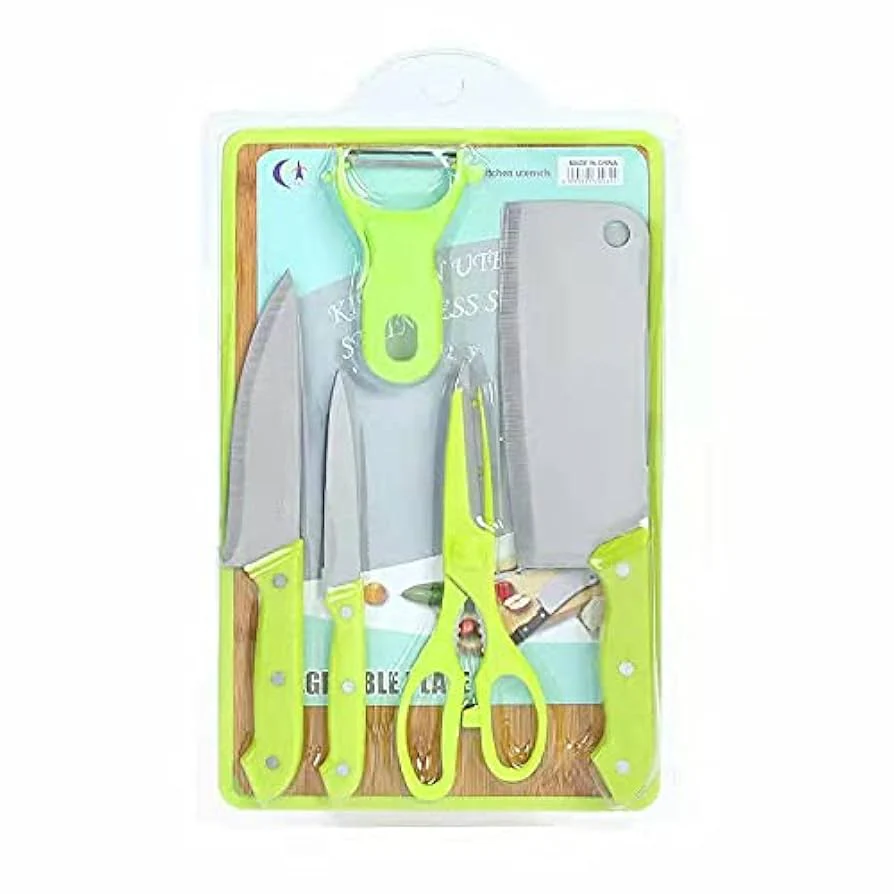 5-Piece Stainless Steel Kitchen Knife Set with Cutting Board - Image 3
