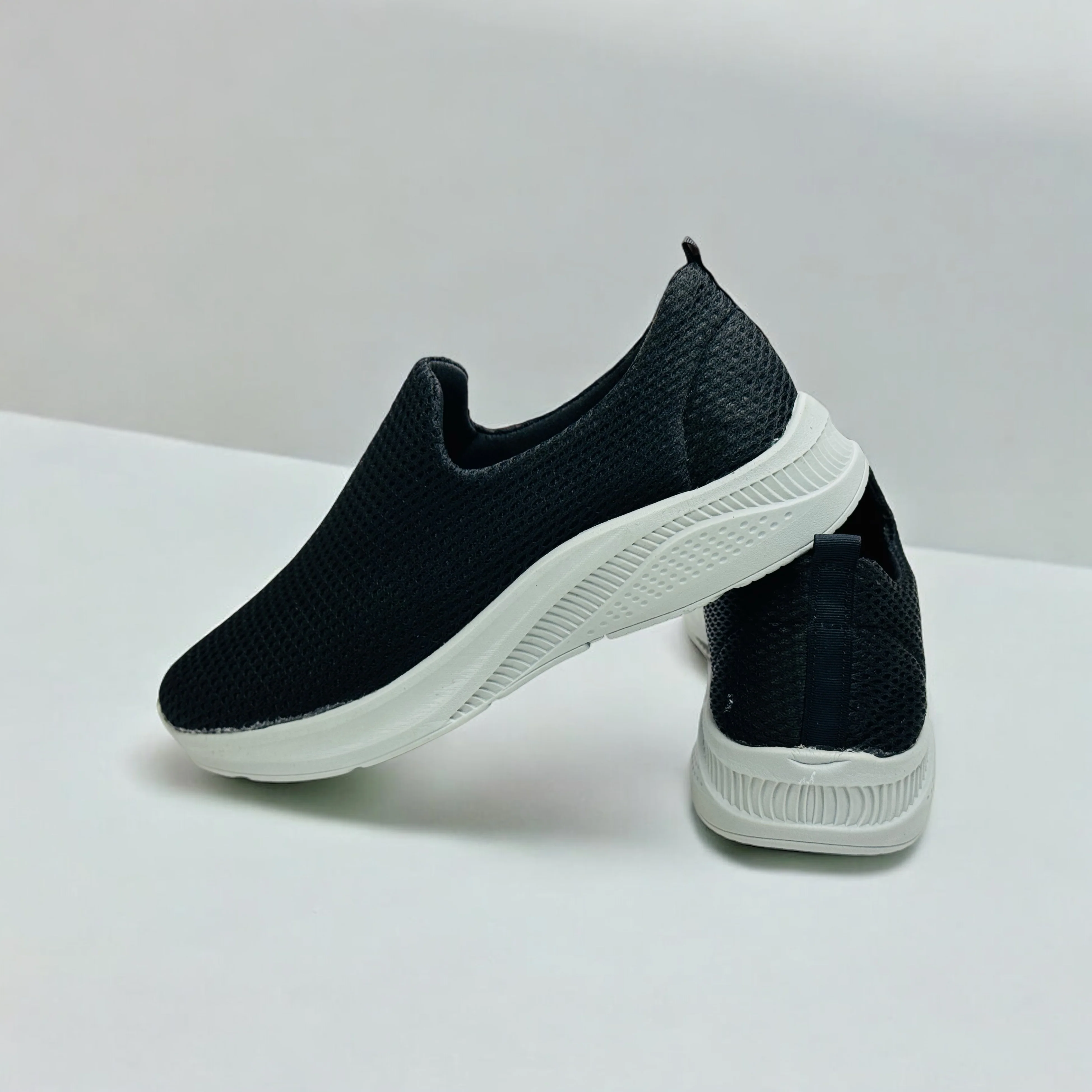 Black Grey Fly Knitted Running Sneakers - Image 3