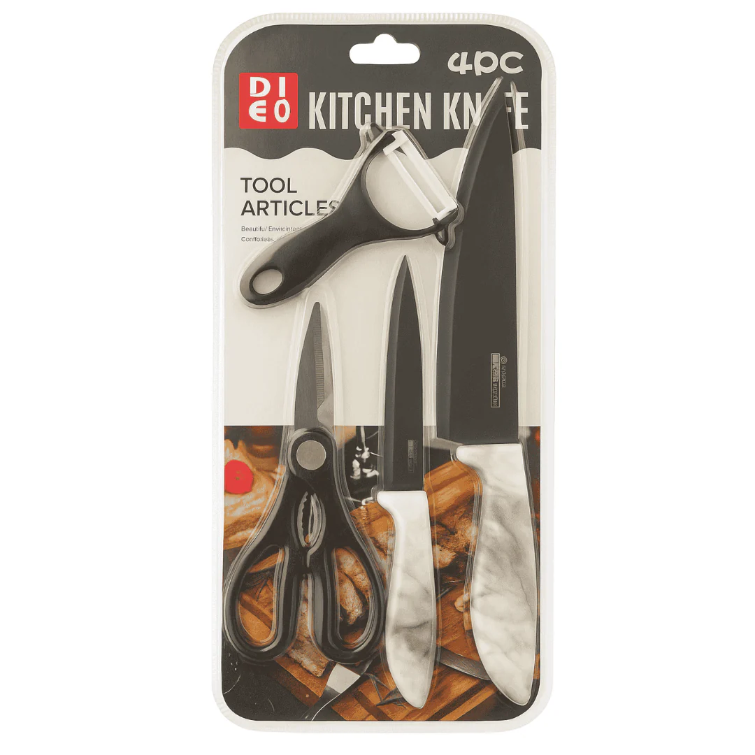 Dieo 4-Piece Marble Coated Kitchen Knife Set