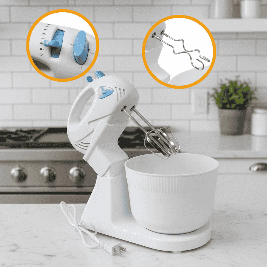 Euron 7 Speed Electric Hand Mixer with Bowl - EHM-7100W - Image 3