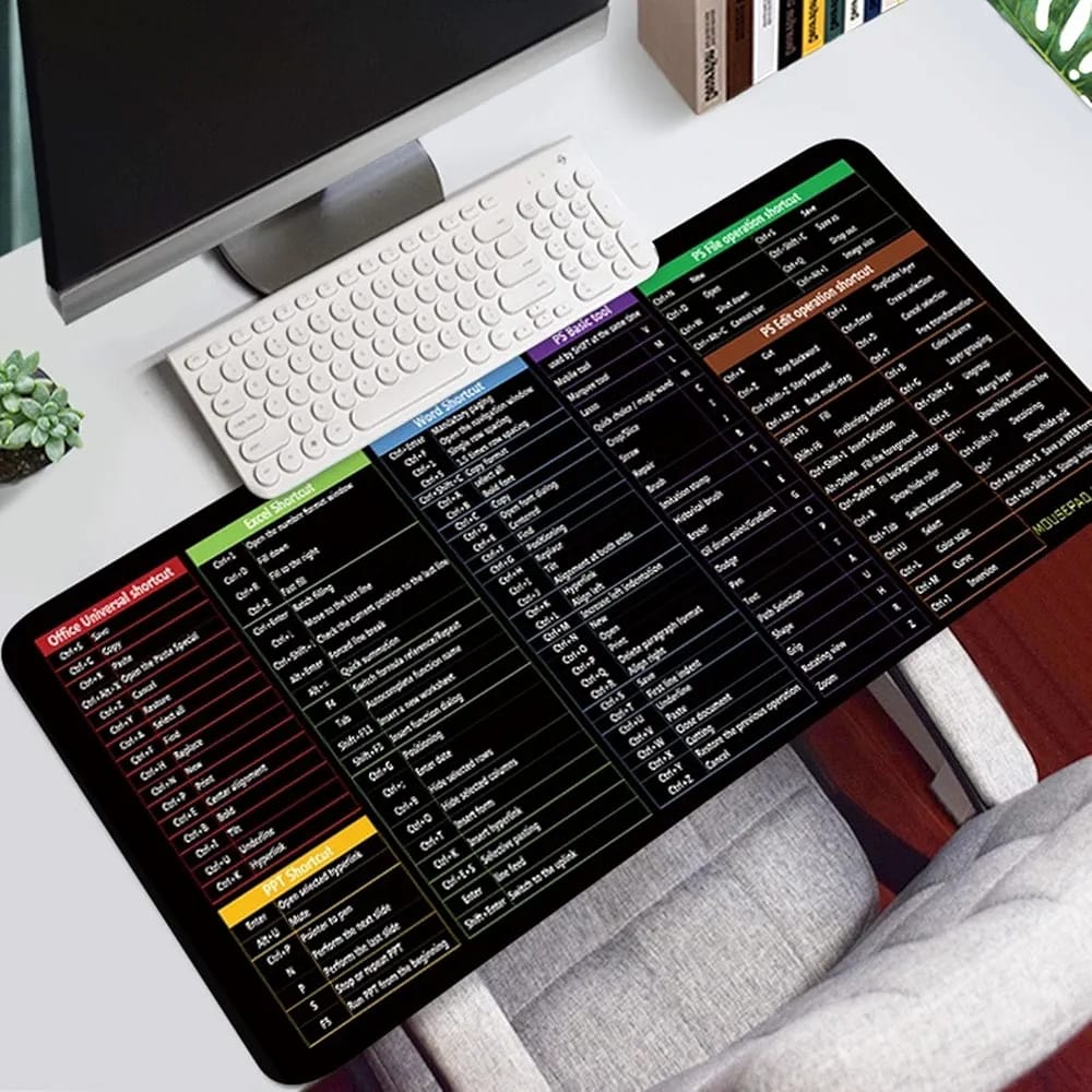 Extended Excel Shortcut Desk Mat (30×80cm) – Non-Slip Keyboard & Mouse Pad | 2 Pieces Set - Image 4
