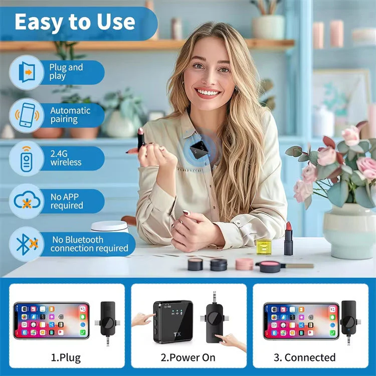 F11-2 3 in 1 Wireless Microphone - For Mobile Phone Video Recording, Vlogging, and for Studio Use - Image 7