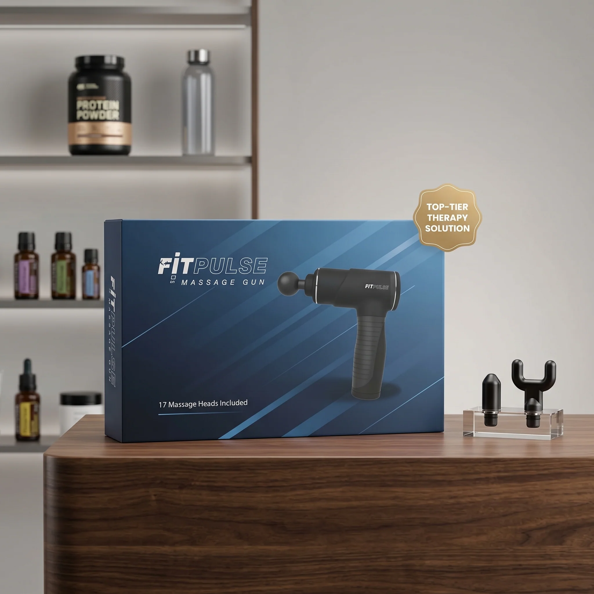 FITPULSE Deep Tissue Massage Gun – Professional Muscle Recovery Therapy Gun with 17 Massage Heads - Image 4