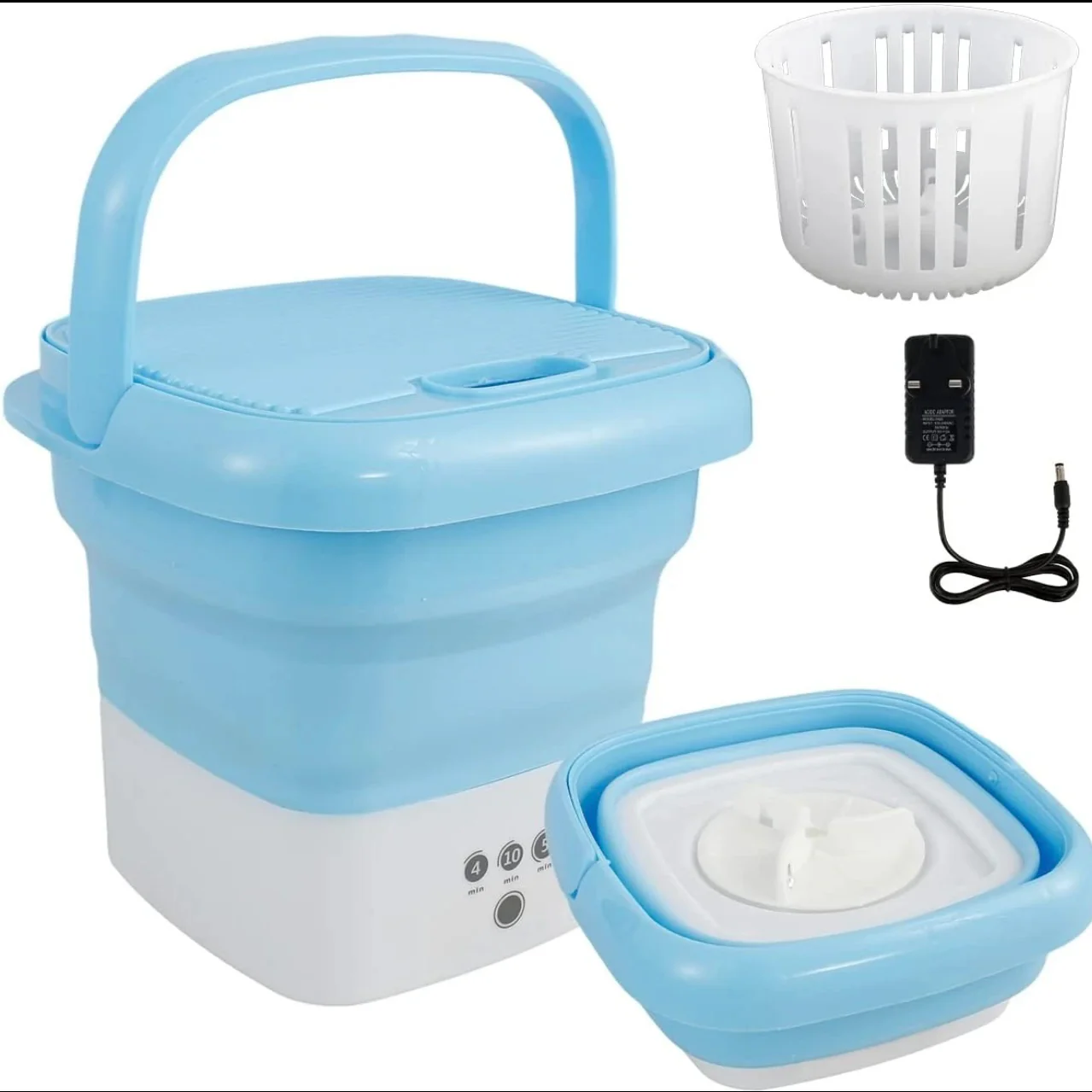 Folding Mini Portable Washing Machine 6.5L with Blue Light And Drain Basket - Image 4