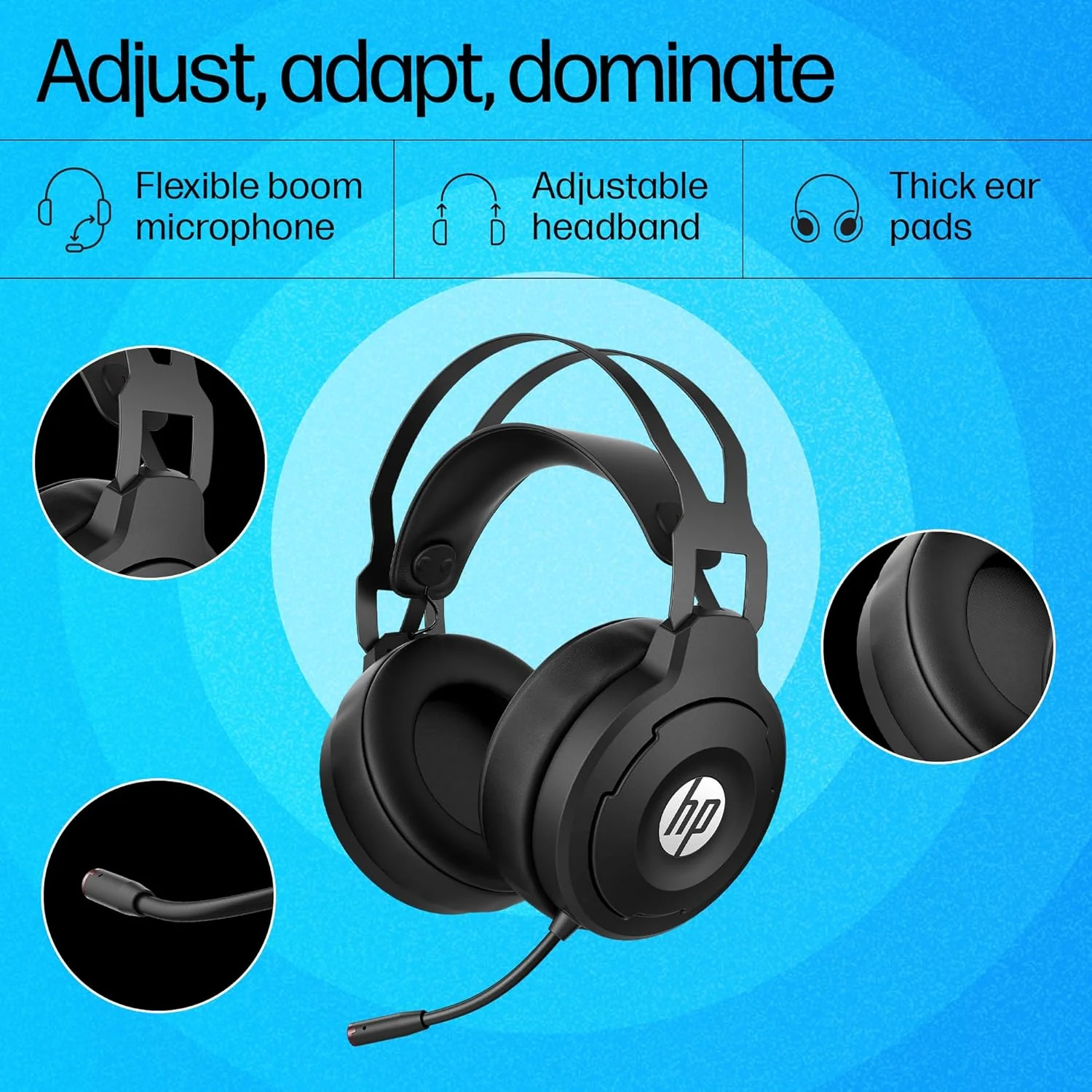 HP X1000 Wireless USB Over Ear Gaming Headphones with 7.1 Surround Sound with Mic/ 50 mm Drivers (Form Expired) - Image 6