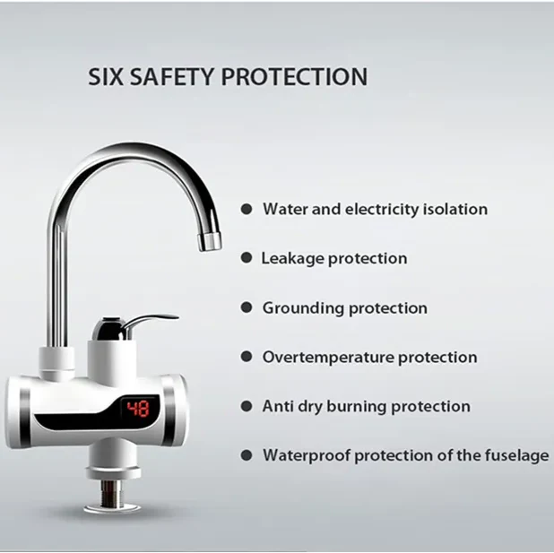 Instant Hot Water Tap Electric Geyser for Bathroom or Kitchen Basin