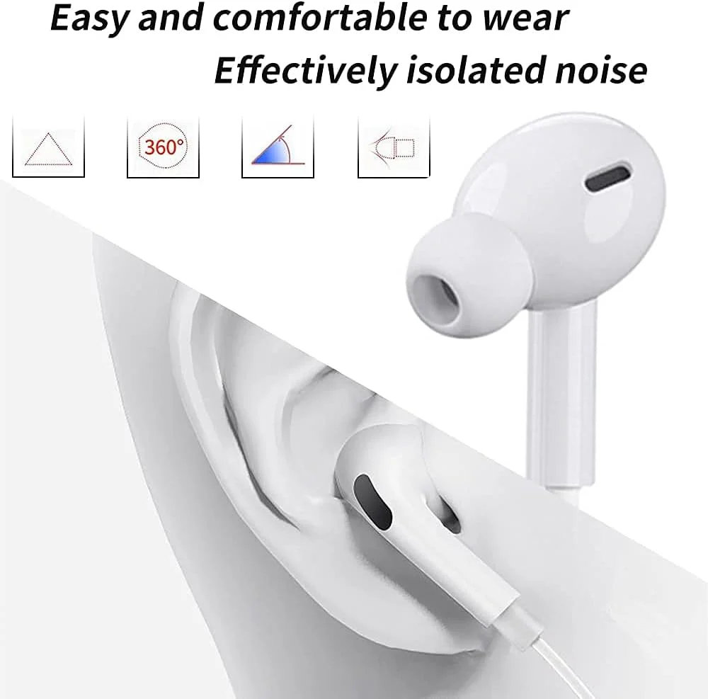 iPhone Bluetooth Handsfree with Lightening Connector (Built-in Microphone & Volume Control) in-Ear Stereo Headphones - Image 3