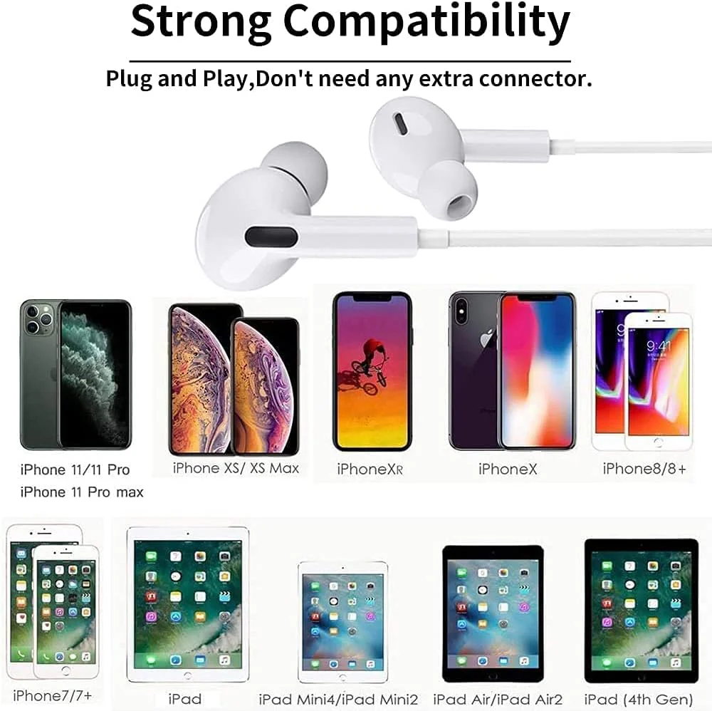 iPhone Bluetooth Handsfree with Lightening Connector (Built-in Microphone & Volume Control) in-Ear Stereo Headphones - Image 5