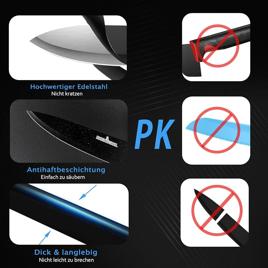 Knife Set 6-Piece Stainless Steel Kitchen Knife Set with 10pcs Car Gift - Image 4