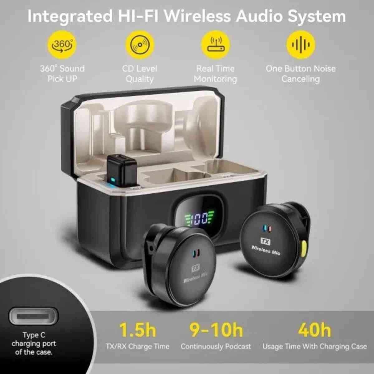 M9 Pro Wireless Microphone - Best Noise Cancelling Mic for Vlogging & Streaming - Image 4
