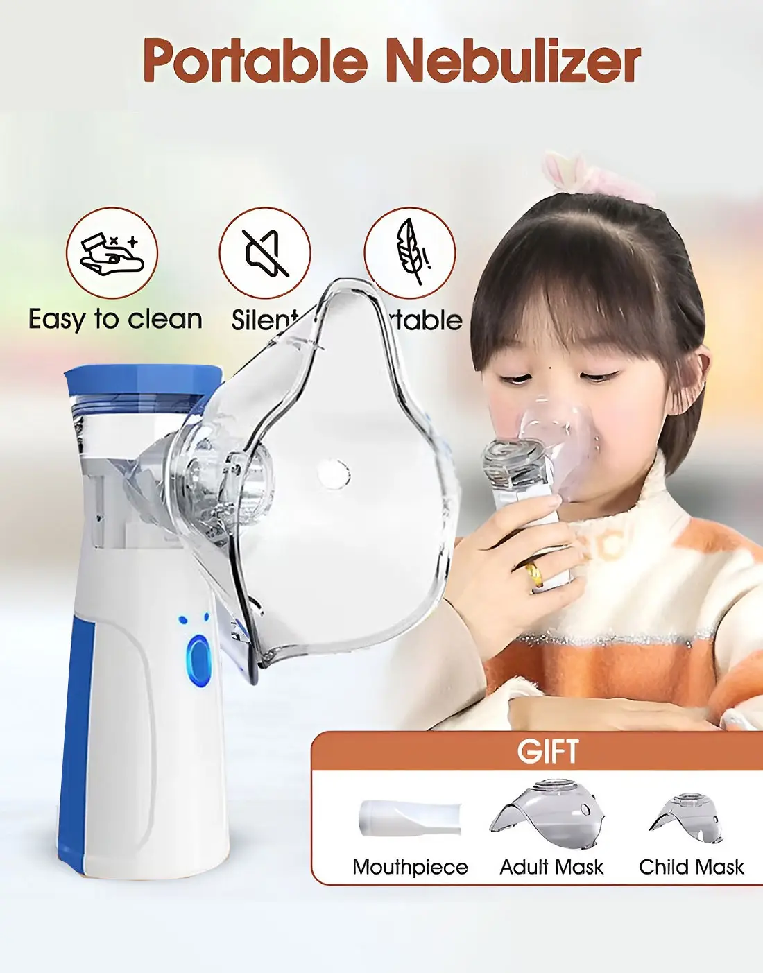 Mesh Nebulizer Machine JSL-W302 with Masks & Mini Inhaler for Kids & Adults - Image 3