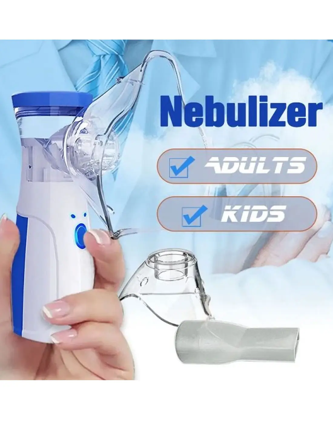 Mesh Nebulizer Machine JSL-W302 with Masks & Mini Inhaler for Kids & Adults - Image 4