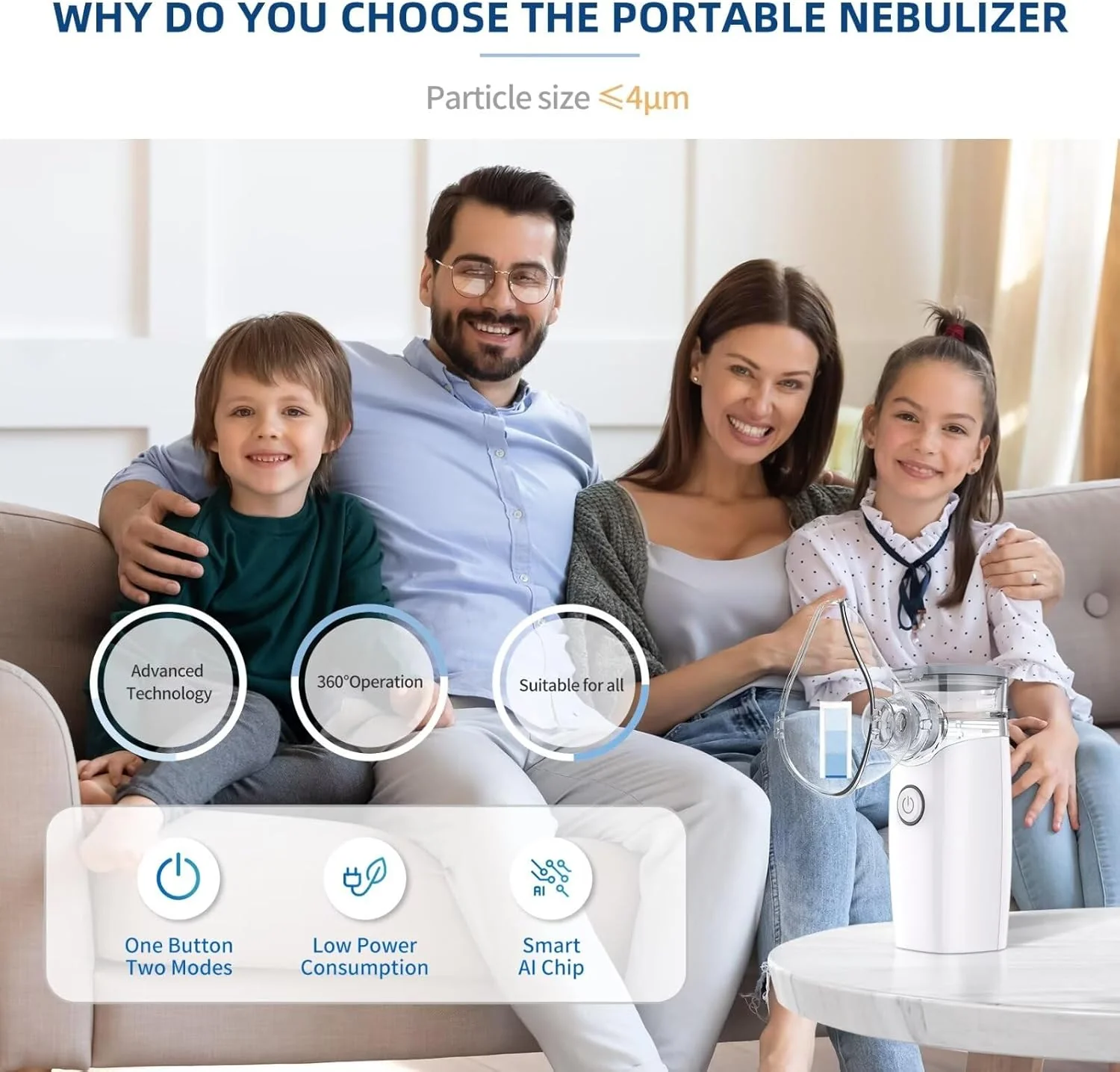 Mesh Nebulizer Machine JSL-W302 with Masks & Mini Inhaler for Kids & Adults - Image 9