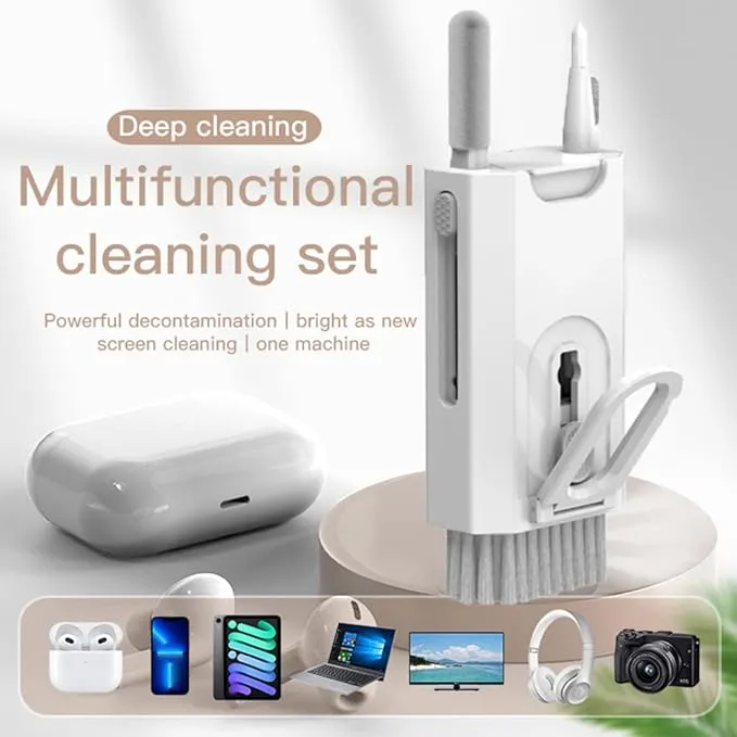 Multifunctional 8-in-1 Gadget Cleaning Kit with Mobile Holder Cleaning Pen, Screen Cleaner Spray, Cleaning Brush, for Smartphone, Tablet, Laptop, Earbuds - Image 6