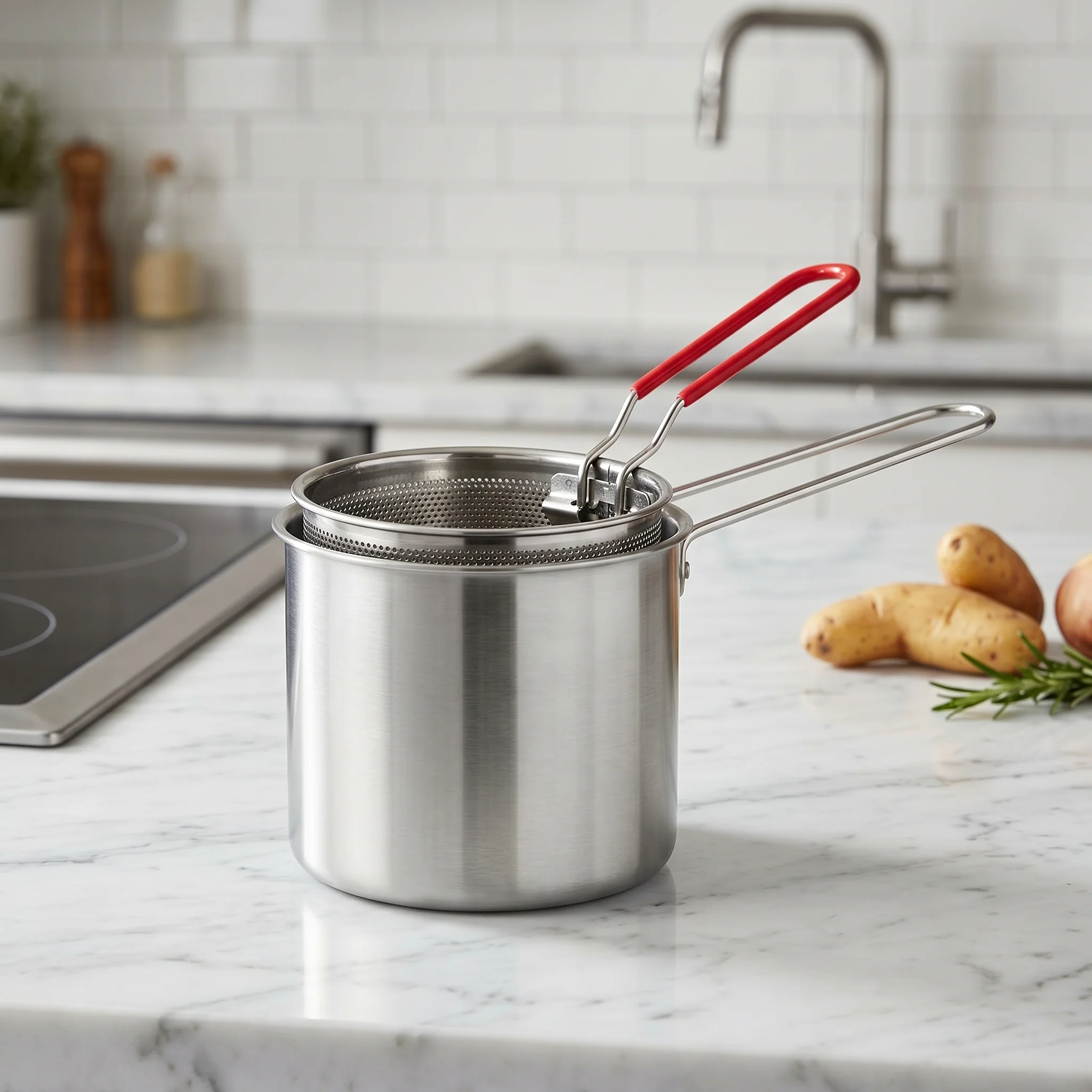 Premium Stainless Steel Deep Fryer Pot with Removable Basket - Image 3