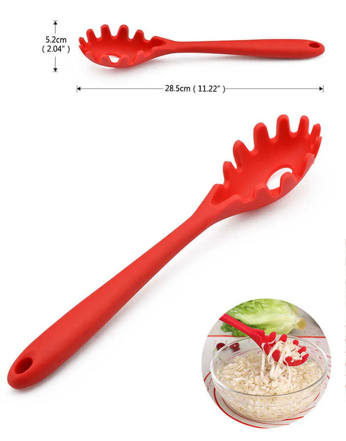 Silicone Pasta, Noodle and Spaghetti Spoon (Fork, and Server Tongs) - Image 4
