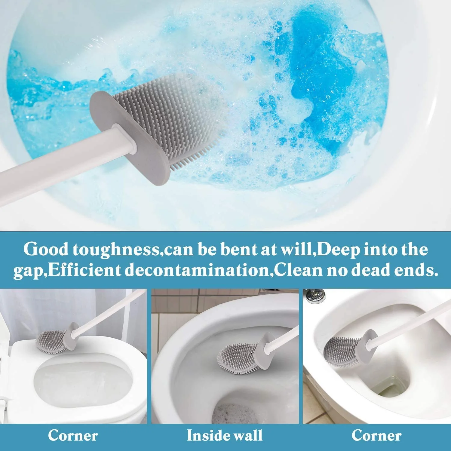 Silicone Toilet Cleaner Brush With Holder - Image 5