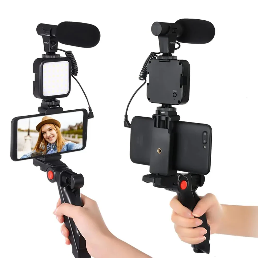 Video Making and Vlogging Kit - AY-49 for Video Making, Mic, Mini Vlog Tripod Stand, Microphone, LED Light & Phone Holder Clip for Making Tiktok Videos, Podcasting - Image 5