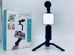 Video Making and Vlogging Kit - AY-49 for Video Making, Mic, Mini Vlog Tripod Stand, Microphone, LED Light & Phone Holder Clip for Making Tiktok Videos, Podcasting - Image 6