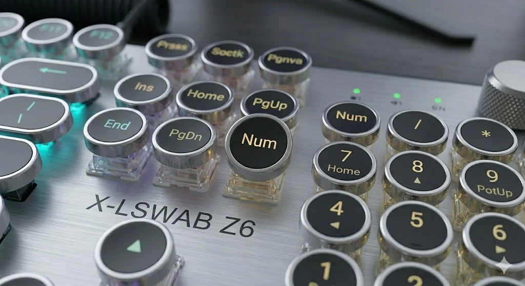 Wired Mechanical Gaming Keyboard – Retro Typewriter Round Keycaps with RGB Backlight & Multimedia Control Knob - Image 3
