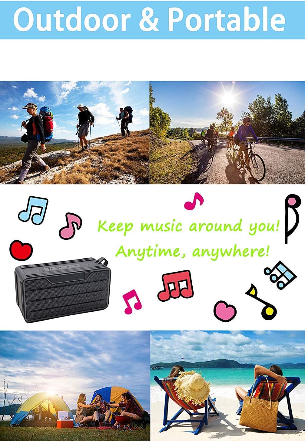 Zosam-W1 Portable Outdoor Speaker - IPX6 Waterproof Wireless Speaker - Image 7